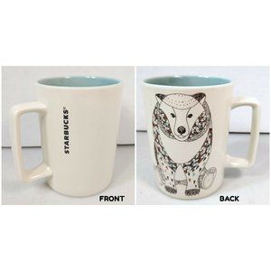 Starbucks: Geometric/Mosaic Polar Bear - 12oz. Coffee/Tea Mug - Cream/Blue